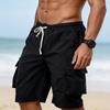 Men's Casual Outdoor Cargo Shorts Elastic Waistband Drawstring Utility Pockets Lightweight Durable Workwear Bottoms
