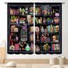 Witchy Curtains Fantasy Magical Bookshelf Mysterious Bookcase Skull Spooky Gothe Window Drapery Treatments Vintage Blackout Made Of Polyester