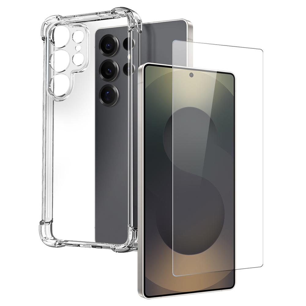 

NORTHJO For Samsung Galaxy S25 Ultra Clear Case Shockproof TPU Cover with Tempered Glass Support Fingerprint Unlock As Shown A
