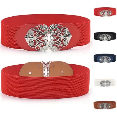 Women Fashion Vintage Wide Elastic Stretch Buckle Waist Belt Waistband