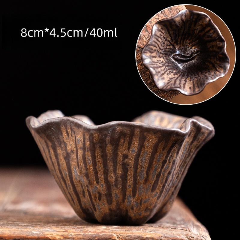 

Gilded Iron Glazed Tea Cup Old Rock Clay Handmade Master Cup Retro Chinese Dunhuang cup Tea Tasting Cup Tea Ceremony 200ml