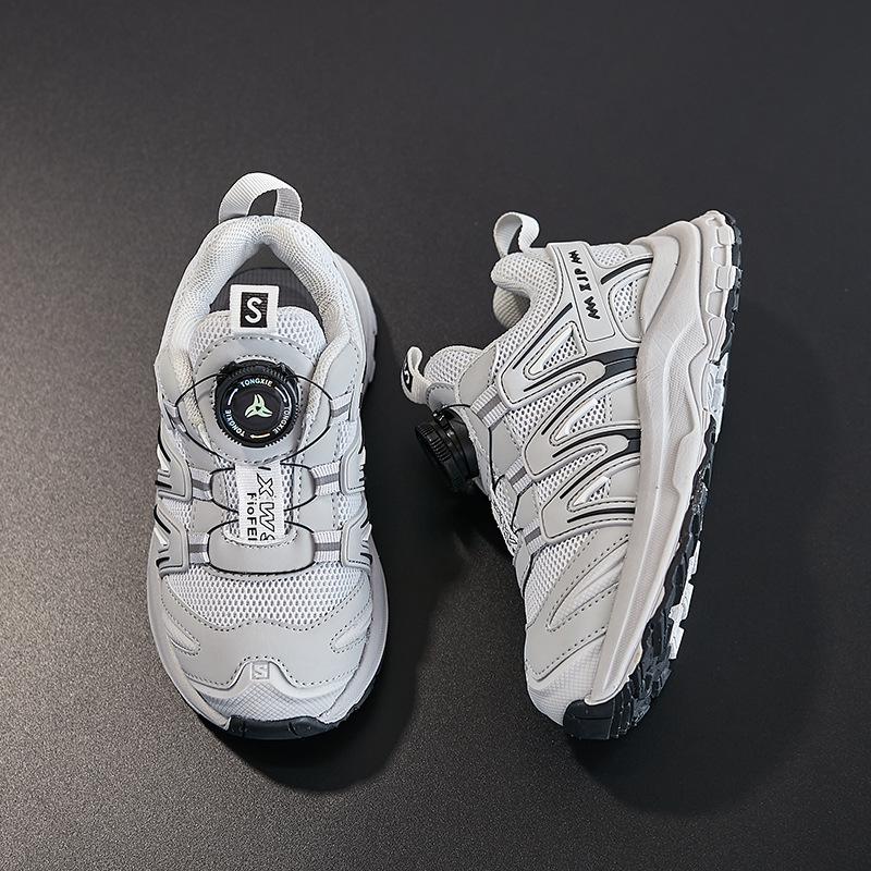 Children's Sports Shoes 2025 Spring New Boys Mesh Dad Shoes Breathable Casual Shoes Rotating Button Girls Shoes