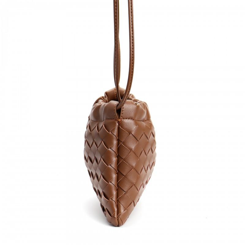 Mini Borsa a Tracolla in Morbida Pelle con Chiusura Magnetica Stile Vintage Intrecciata a Forma di Raviolo Borsa a Mano da Donna per Uso Quotidiano