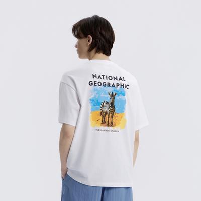 NATIONALGEOGRAPHIC N262Uts962 Ratel Regen Animal Big Graphic Semi-Overfit Short Sleeve T-Shirt White