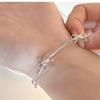 New 925 Sterling Silver Bow Bracelet Simple Personality Charm Geometric Shape Bracelet Birthday Gift Women's Exquisite Jewelry