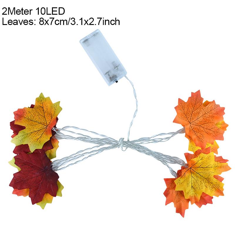 

2M 10LED Artificial Autumn Maple Leaves Garland Led Fairy Lights for Christmas Decoration Thanksgiving Party DIY Decor Halloween
