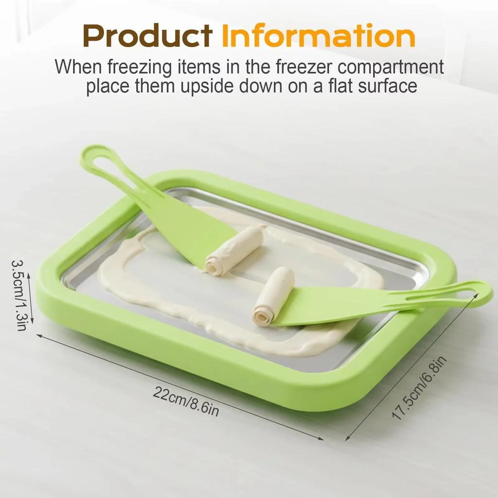 DIY Ice Cream Maker Yogurt Maker Machine For Homemade Stir Fry Ice Tray Multifunctional Household Ice Cream Roller Pan With 2 Scrapers
