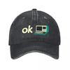 Retro Computer Outline Pop Wordmark  New Vintage Washed Cotton Baseball Cap Sun Hats