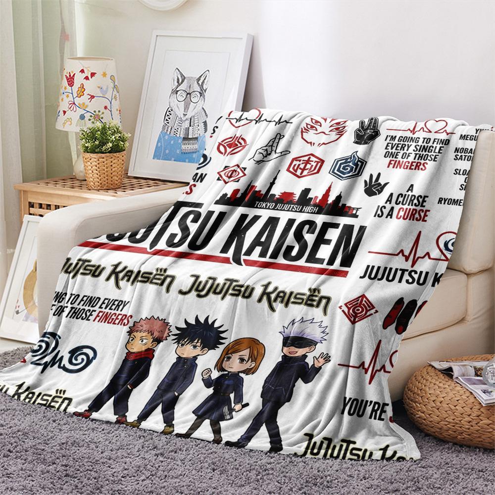 1PC Jujutsu Kaisen Patterned Flannel Blanket Suitable For All Seasons For Home Decor Warmth And Comfort Gifts Holiday Present