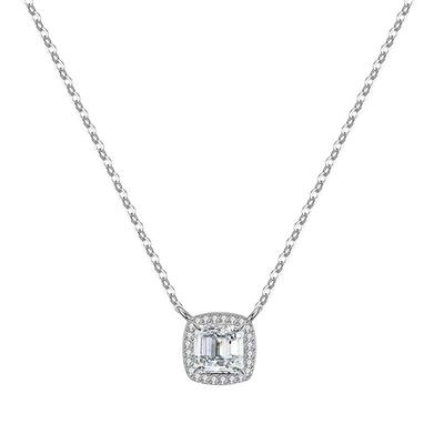 Novo colar com pingente quadrado de moissanite real S925 prata esterlina 1ct corte esmeralda D cor diamante para mulheres joias finas