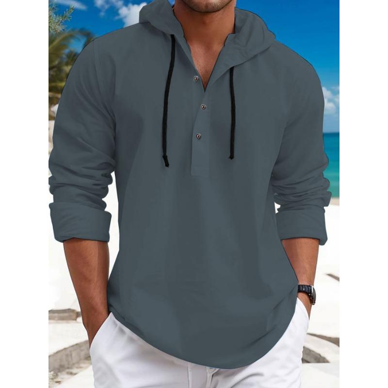 TEMU Trend Fashion Men's Pearl Cotton Small Twill Half Cardigan Hooded Button Sweater
