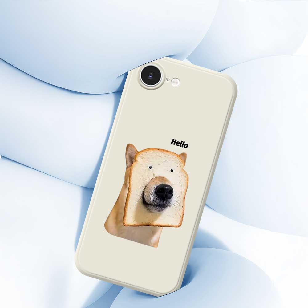 For iPhone 16e Case Toast Dog Pattern Printing Straight Edge TPU Phone Back Cover