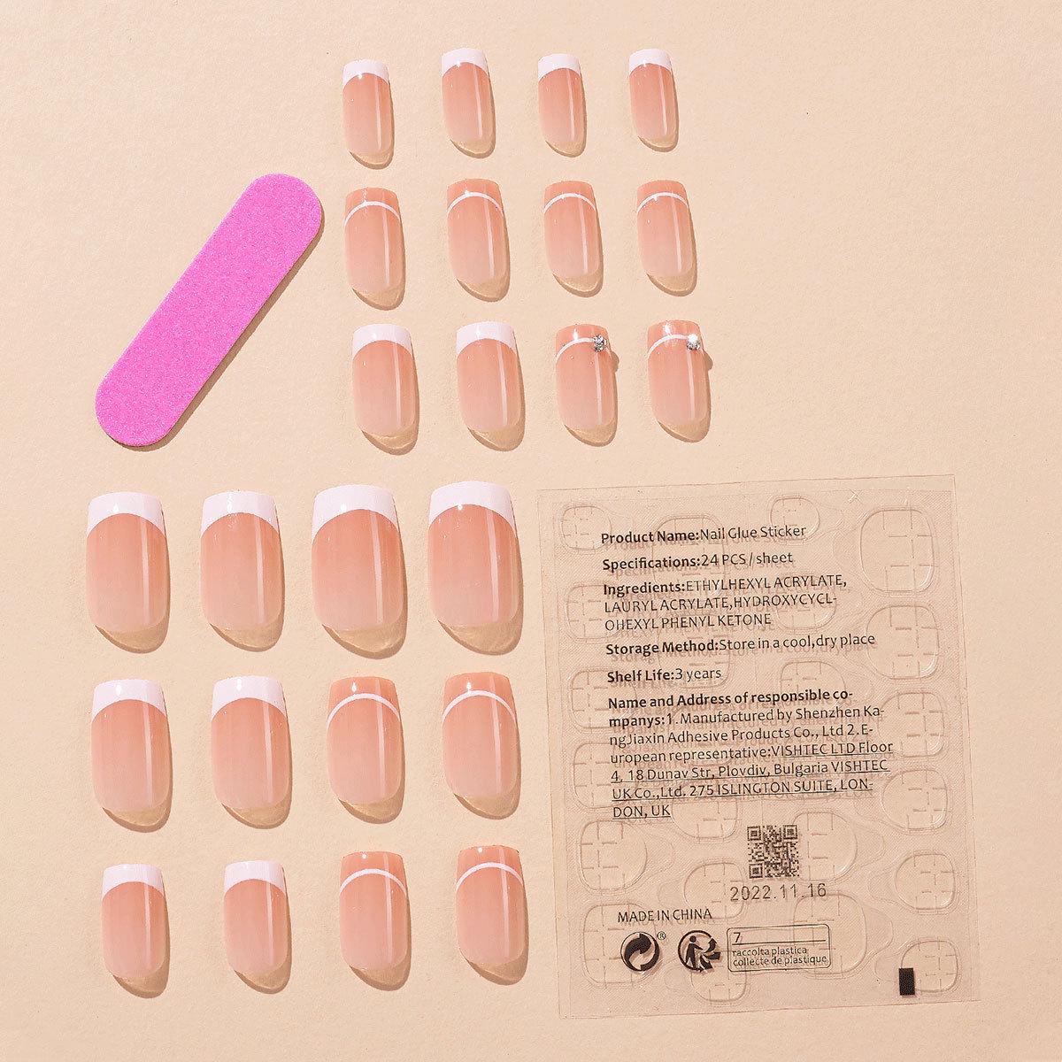 

Носимые стразы белые наклейки для ногтей с французским кончиком