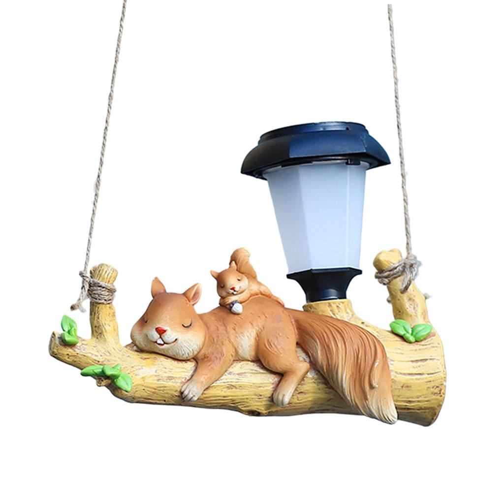 Creative Figurine Hanging Light Solar Powered Decor Miniatures Simulated Patio Resin Statues Animal Statues Garden Pendant Lamp