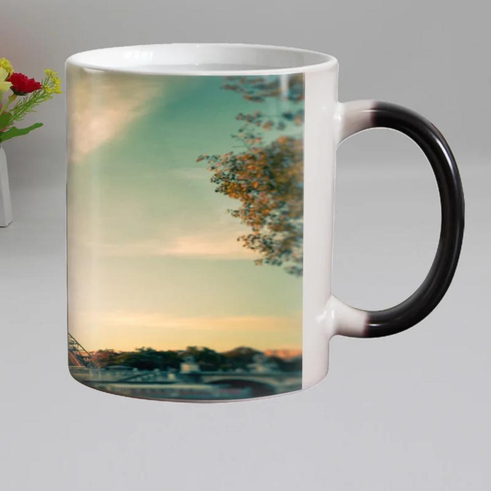 Eiffel Tower Heat Reveal Ceramic Color Changing Coffee Mug, Magic Tea Cup, Milk Mugs, Birthday Gift, 11oz