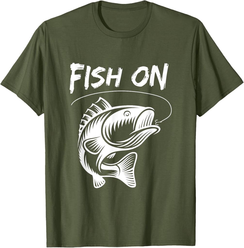 T-shirt Graphique Pêcheur Bass Pêche Poissons Homme Décontracté Manches Courtes