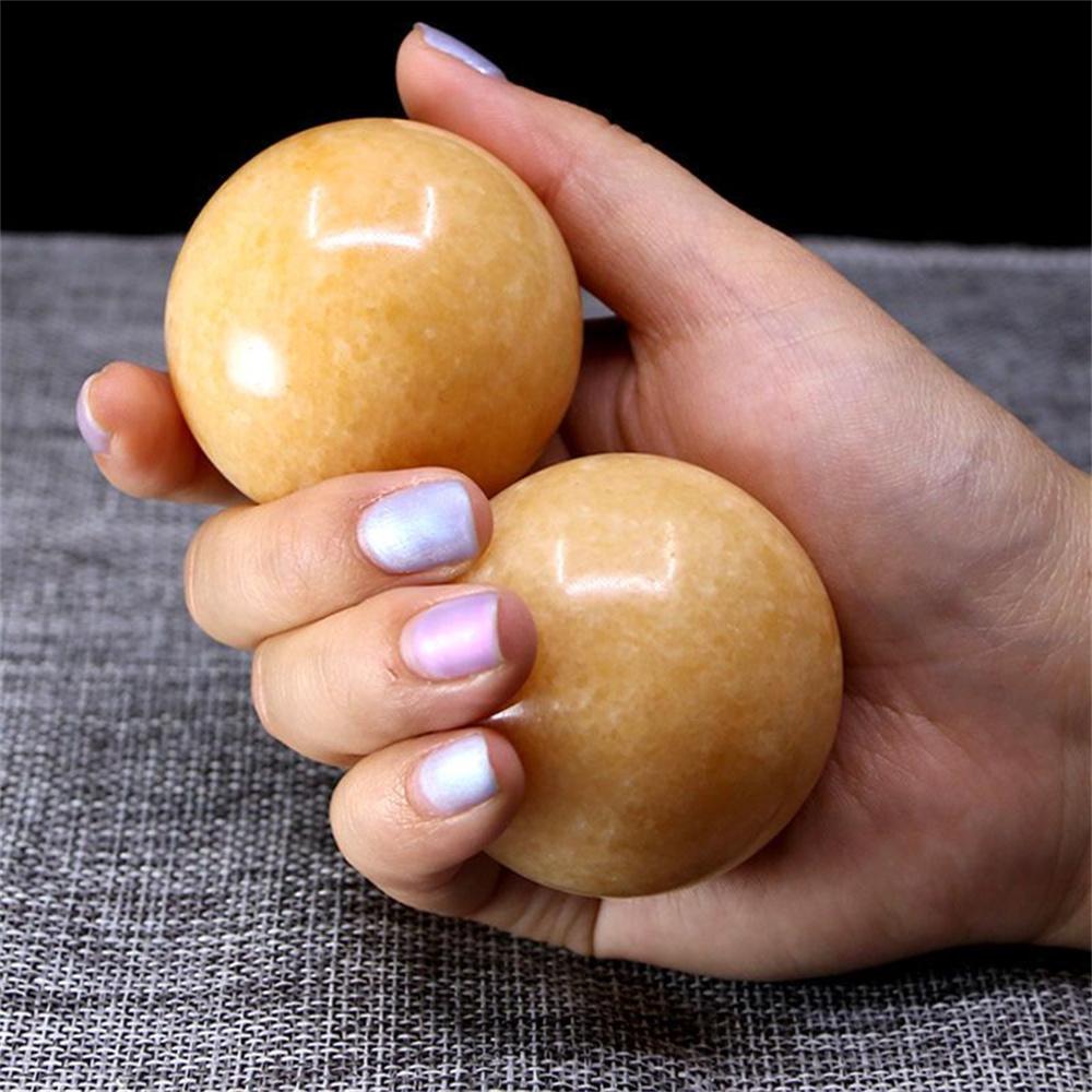 1Pair 50mm Natural Jade Baoding Ball Fitness Handball Quartz Sphere Relaxation Hand Wrist Exercise Massage Therapy Healing Stone