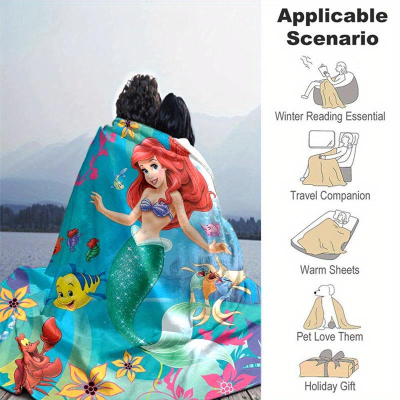 1PC Cartoon Mermaid Blanket, Seasonal Universal Home Decoration, Suitable for Gift - Perfect for Bedding or Couch Cover, Soft Flannel Throw