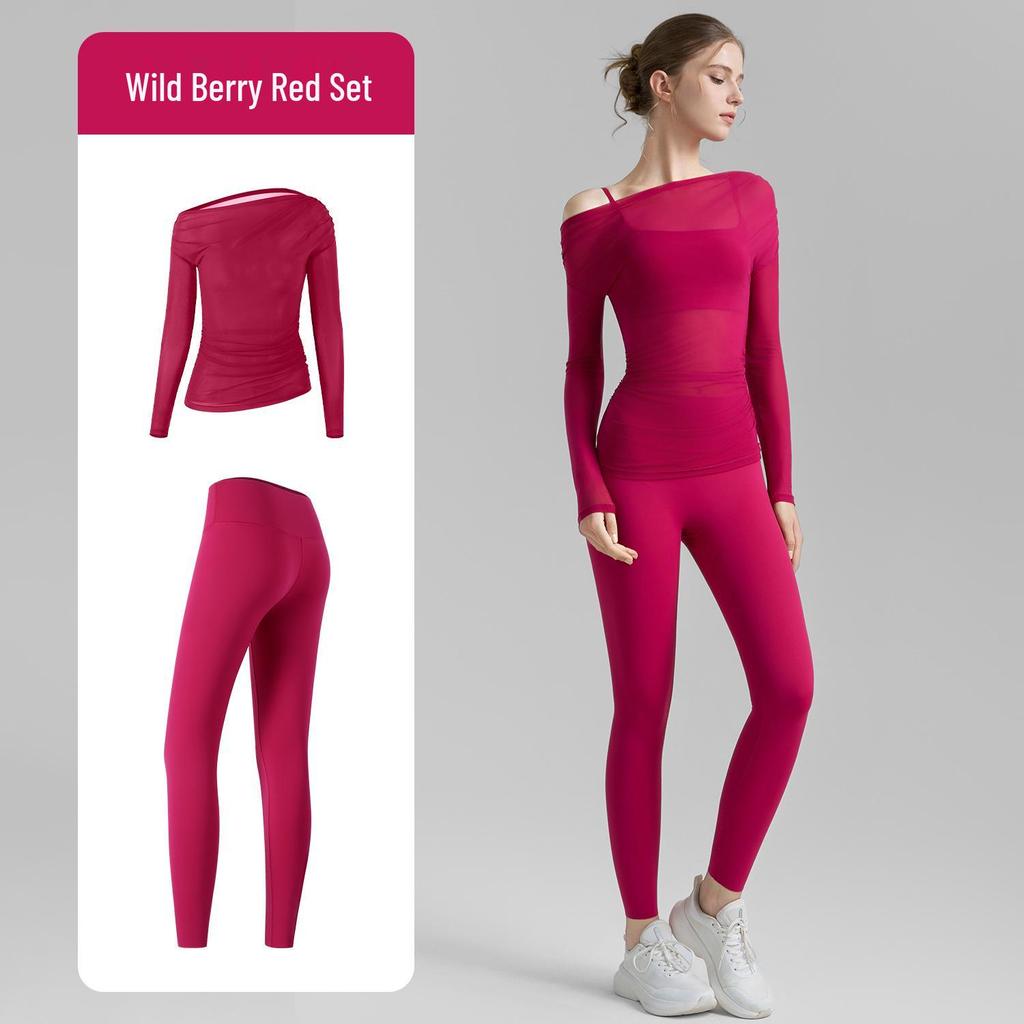Autumn Yoga Set: Women's High-End Lycra Mesh Two-Piece with No-Show Seams