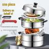 Large Stainless Steel Multi-Layer Steamer Pot for Steaming, Soup, and Fish, Compatible with Induction and Gas Stoves