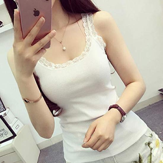 Camisole Lace Solid One Size Fits Black White [DBH] 2-Piece Set, Sweat-Absorbent Camisole, Innerwear, Women's Tops, Underwear, All-Season Layering,