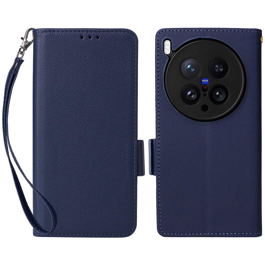 For vivo X200 Ultra 5G Case with Wrist Strap Litchi Texture PU Leather Wallet Phone Cover