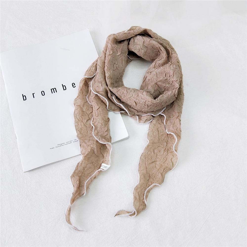 

Новый однотонный шарф для женщин на весну и осень, универсальный ремешок на запястье, повязка на голову, модное украшение, защита шеи для студентов, небольшой шарф 34*155cm