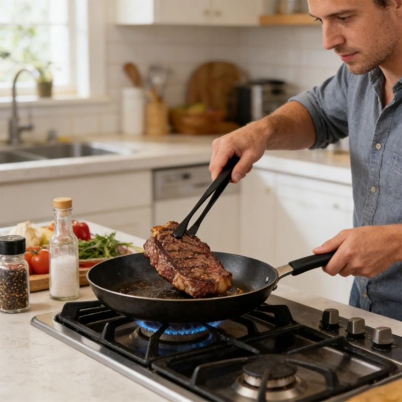 Set of 3 Kitchen Tongs Stainless Steel Easy to Clean Long Tweezer for Cooking Heat Resistant Easy Grip for Handling