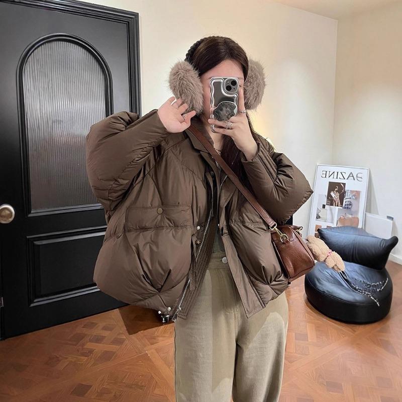 Hochwertige Baumwollkleidung mit großem Pelzkragen für Damen, Herbst und Winter, neues Design mit Clip, verdickt, warme Jacke