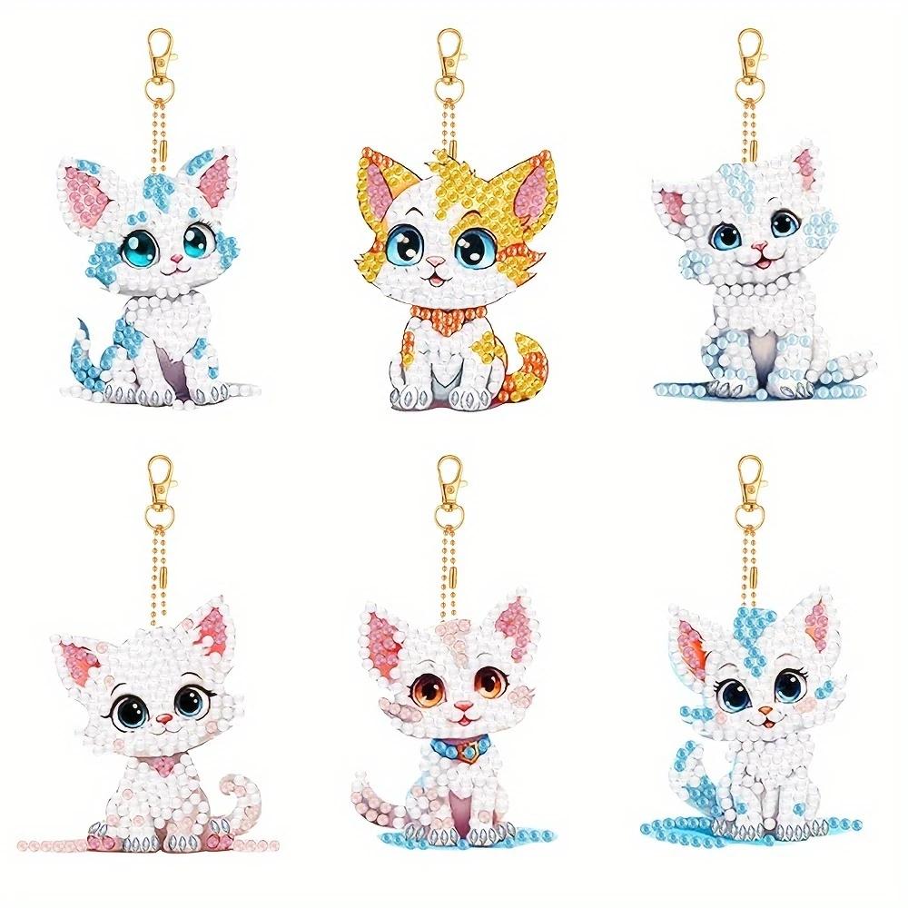 6Pcs/SetDIY Diamond Painting Keychain - Animal, Mandala Pattern, DIY Decoration, Diamond Kit Craft Supplies,