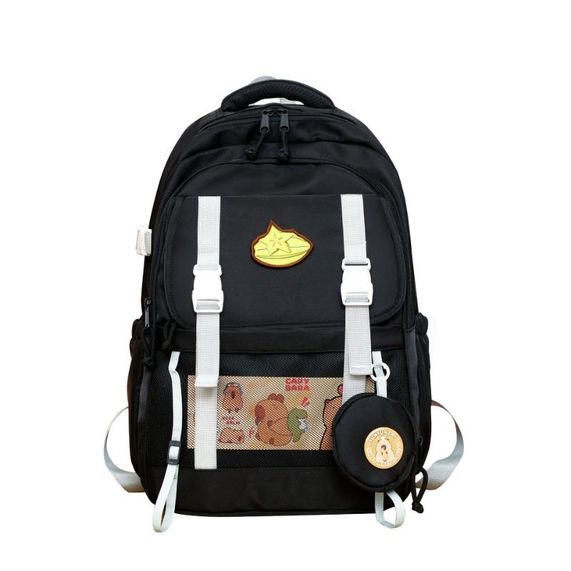 High-value college wind contrasting color splicing backpack Level 1-3 student large-capacity backpack