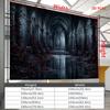 2D Spooky Gothic Cathedral Tapestry Black Water Red Rose Halloween Wall Art