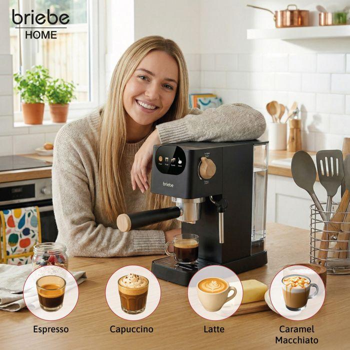 Nordic Machine à Café Expresso Compatible avec Capsules Nespresso 20 Bars 1,2L Briebe EC1180BLK 1350W Noir