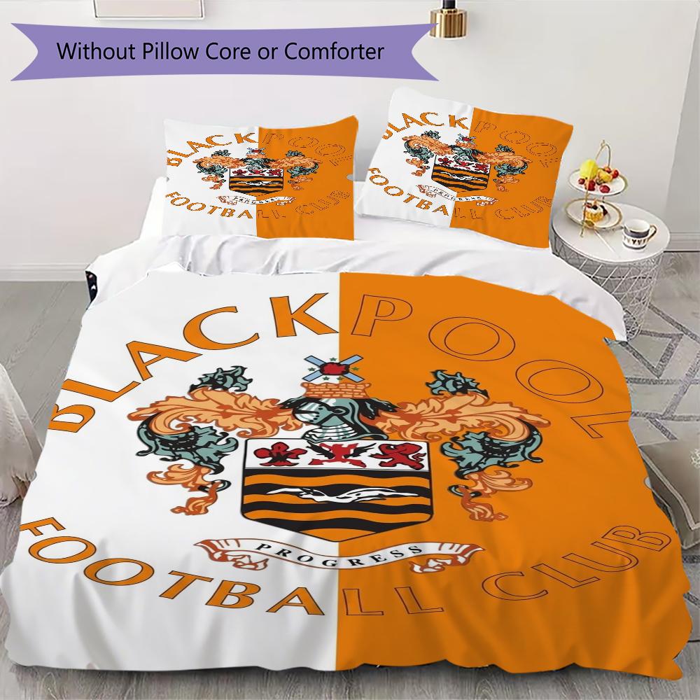 Blackpool Football Club Pattern Bedding uilt Set uilt Cover Pillowcase Home Decoration Birthday Gift (1*duvet cover + 2*pillowcase without core)