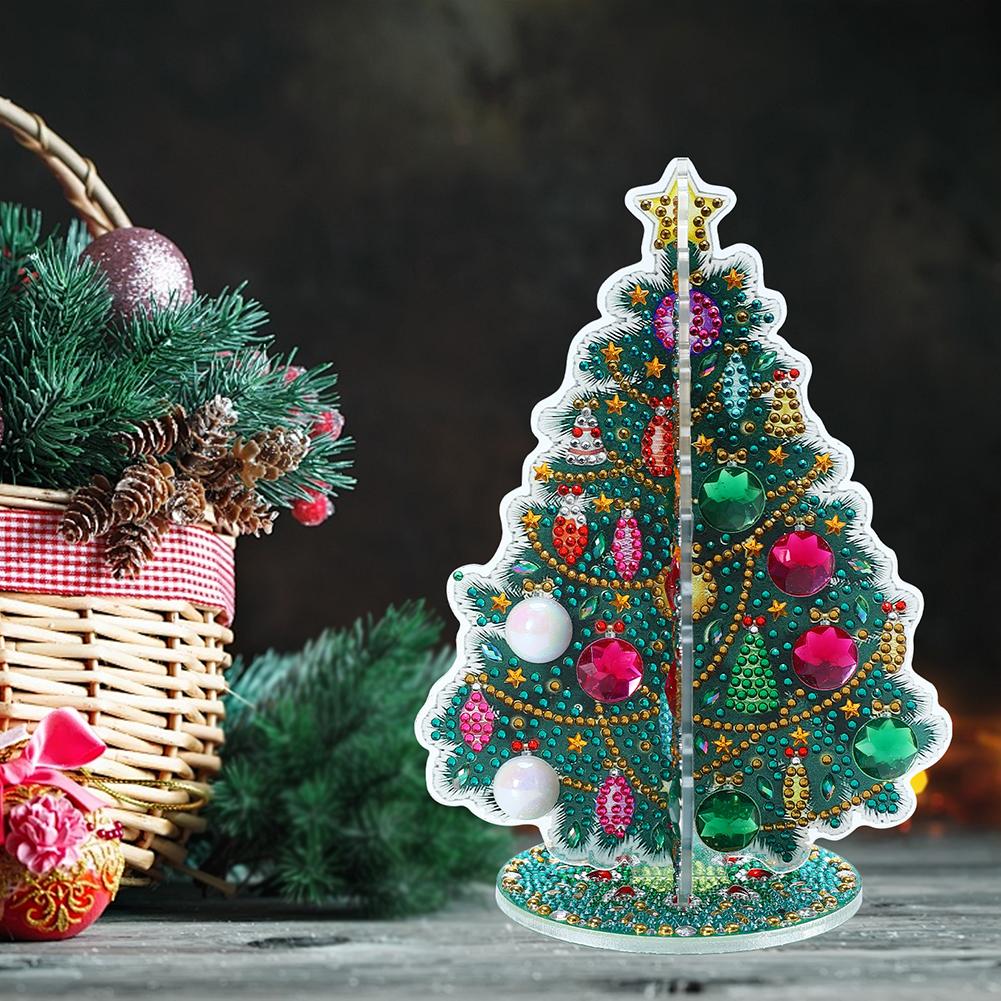 Special Shaped Christmas Tree Diamond Painting Tabletop Ornaments Kit 5D DIY Diamond Art Tabletop Decorations Xmas Decor