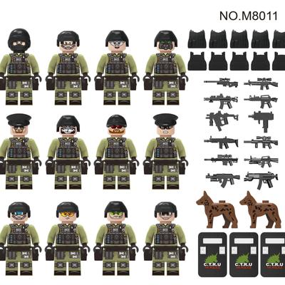 Grüne Anti-Terror-Task Force Stadtpolizei Puppe Kleinpartikel Montage Baustein Spielzeug-Set