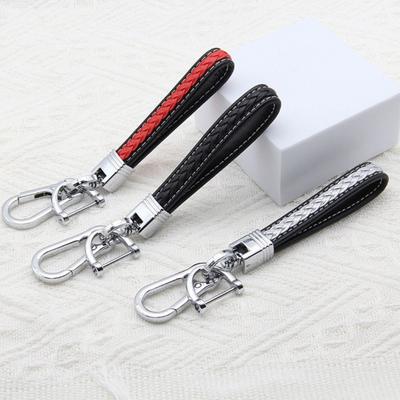 Porte-clés de voiture en Faux cuir tressé en microfibre, lanière moderne, boucle noire, bricolage, accessoires de mode