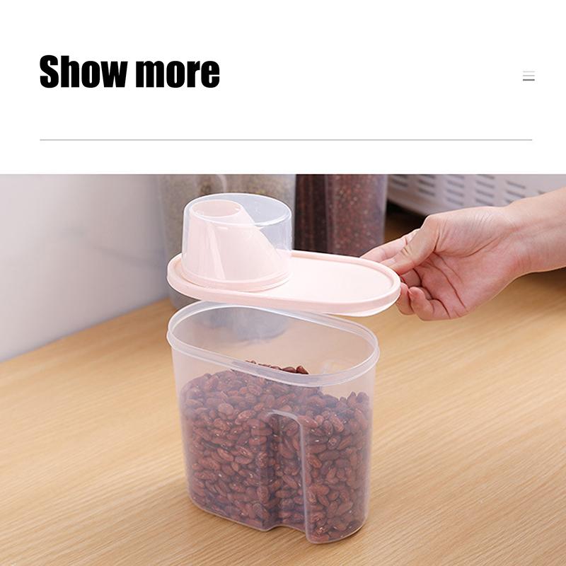 Grain Storage Container With Measuring Cup Food Storage Box Dry Goods Airtight Container Rice Bucket