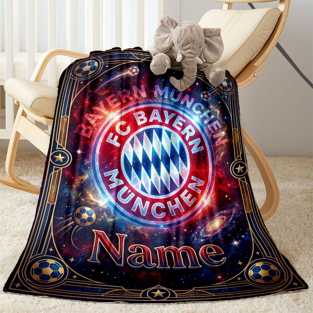 Bayern Munich Galaxy Artwork Customize Your Name Blanket Multi-purpose Personalized Blanket Comfortable for Bedding Living Room Bed Office Chair