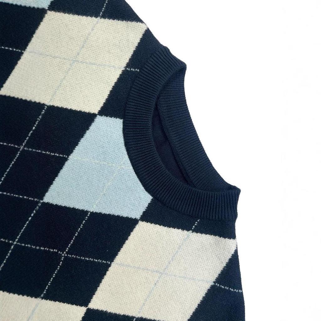 Damen Rundhals Langarm Dicker Jacquard Diamantstrick Pullover für Frühling und Herbst