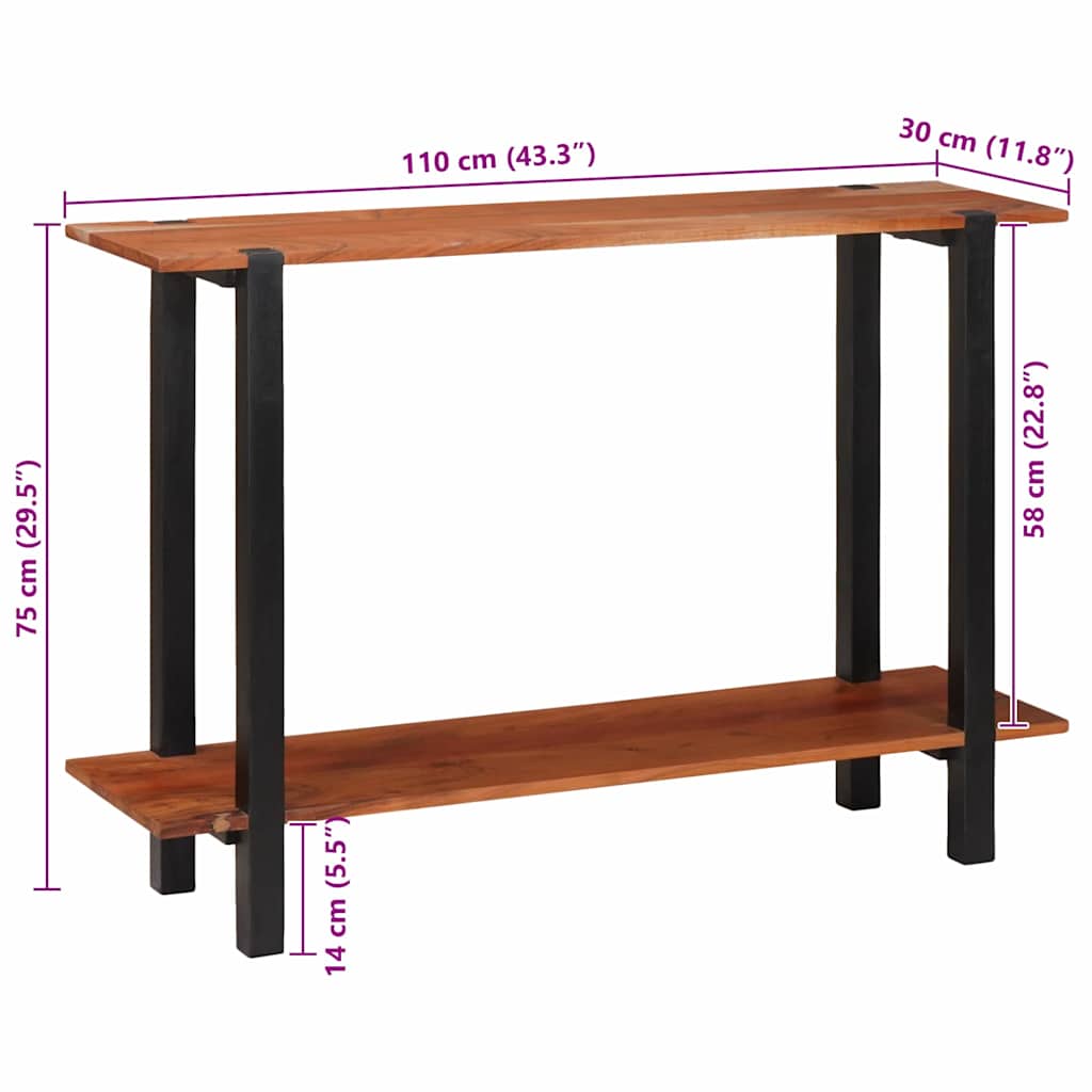 Console Table with Shelf Brown and Black 110 X 30 X 75 Cm