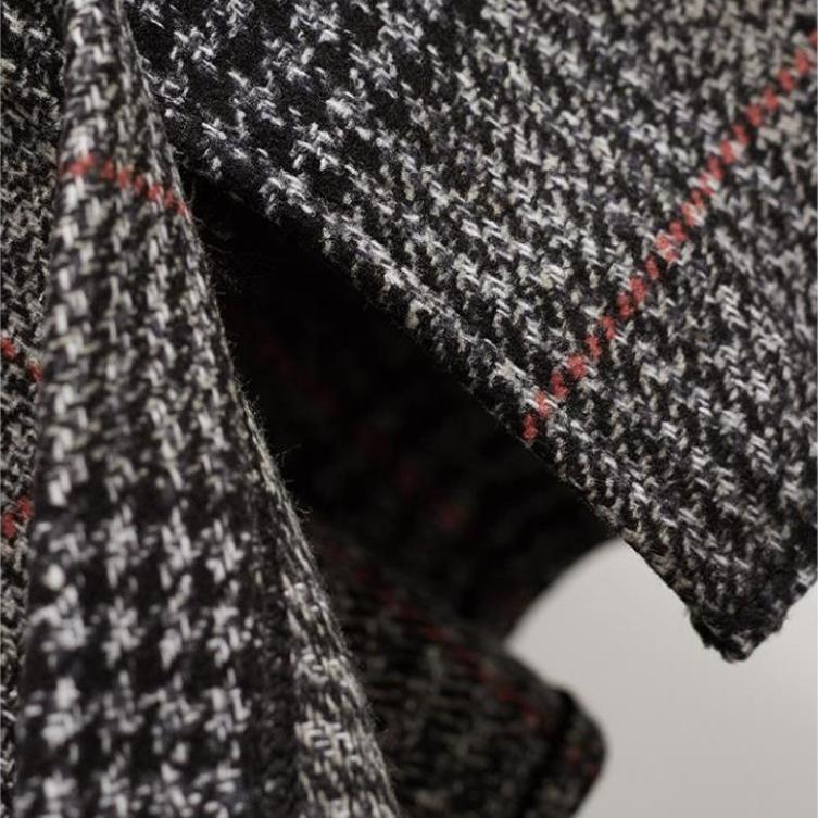 Autumn and Winter Women's Skirt High Waist A-line Skirt Vintage Plaid Elastic Wais Woolen Plaid Skirtt