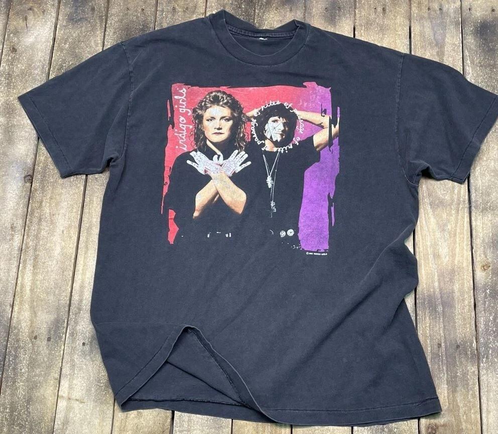 1992 1993 Indigo Girls тур rites of passage Черная Универсального размера Унисекс Рубашка Унисекс Футболка XXL