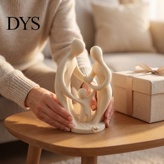 Modern Art Pieces for TV Cabinet 3D Printed Family of Three Figurine, Abstract Parent Child Bond Minimalist Home Ornaments Shelf Sculpture,