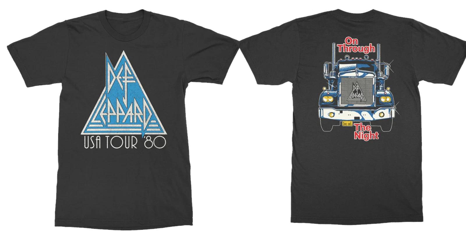 Def Leppard On Through The Night USA Tour ’80 Black Shirt AE624 2XL