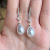Teardrop Pearl Dangling Drop Earrings Paved Shiny Stone Fish Hook Dainty Ear Rings for Women Wedding Formal Jewelry