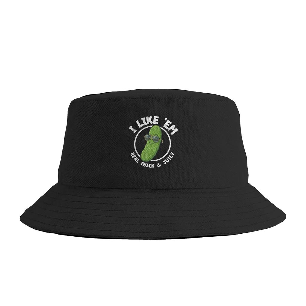 I Like Em Real Thick And Juicy Funny Strawberry Bucket Hat Summer Casual FisherUnisex Hats For Couple Breathable Fishing Caps