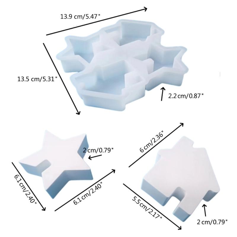 Silicone Molds House Shape Castings Molds Star House Candle Molds Handmade DIY Baking Molds Epoxy Resin Soap Molds