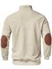 Men's Retro Stand-Up Collar Ribbed Pullover - Half-Zip, Warm Patchwork for Autumn/Winter Christmas Gift