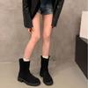Inner height increase.~ Retro round head thick heel Martin boots thin boots autumn and winter new suede cowboy boots thick bottom pass